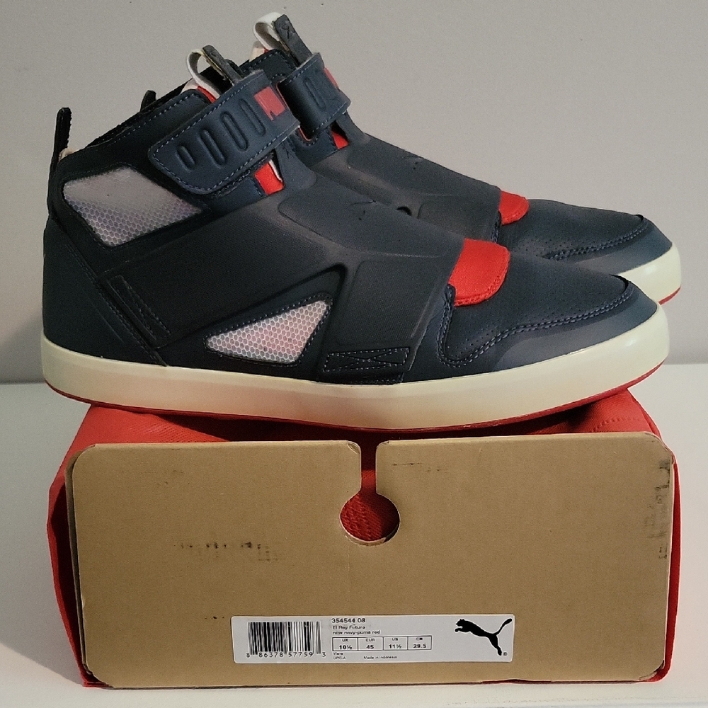 Puma El Rey Future High Top Sneakers In Blue And Red